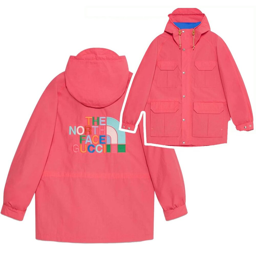 GUCCI JACKET X THE NORTH FACE PINK LIGHTWEIGHT TECHNO WINDBREAKER sz XXS